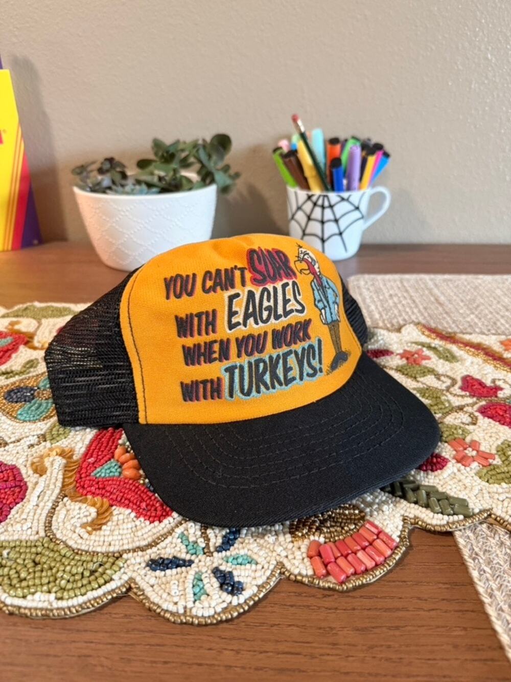 80s Turkey Workers Vintage Made in USA Kapital Kountry Trucker Snapback Hat